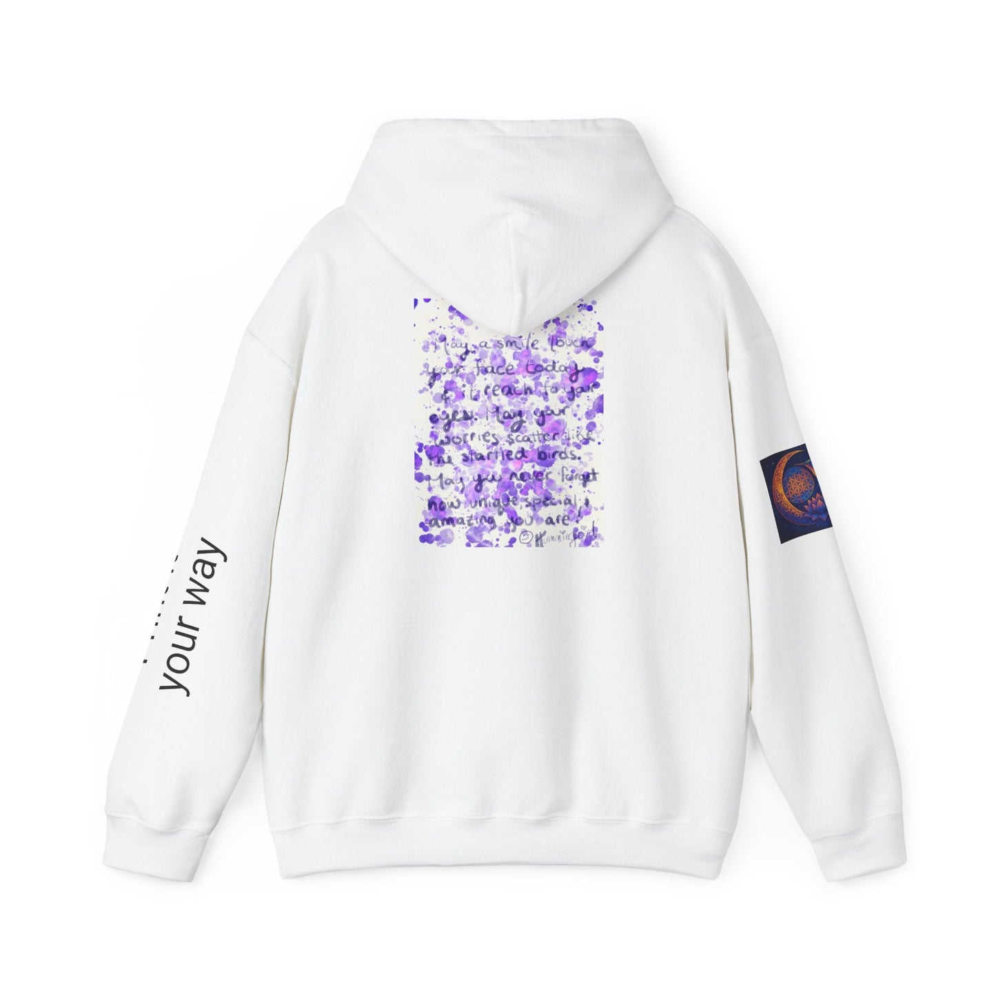 Purple Smile Graphic Hoodie, Unisex Sweatshirt for Comfort & Style, Cozy Gift for Art Lovers, Casual Wear, Spring Essentials - Moon Mama Inspired’s Lightwoven