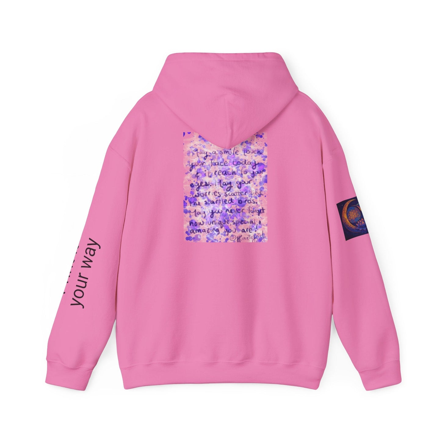 Purple Smile Graphic Hoodie, Unisex Sweatshirt for Comfort & Style, Cozy Gift for Art Lovers, Casual Wear, Spring Essentials - Moon Mama Inspired’s Lightwoven