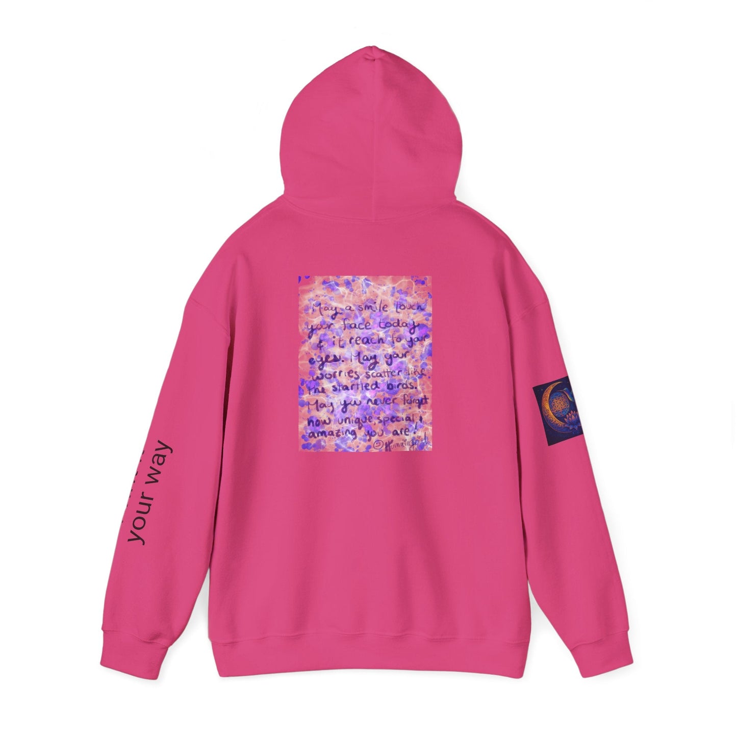 Purple Smile Graphic Hoodie, Unisex Sweatshirt for Comfort & Style, Cozy Gift for Art Lovers, Casual Wear, Spring Essentials - Moon Mama Inspired’s Lightwoven