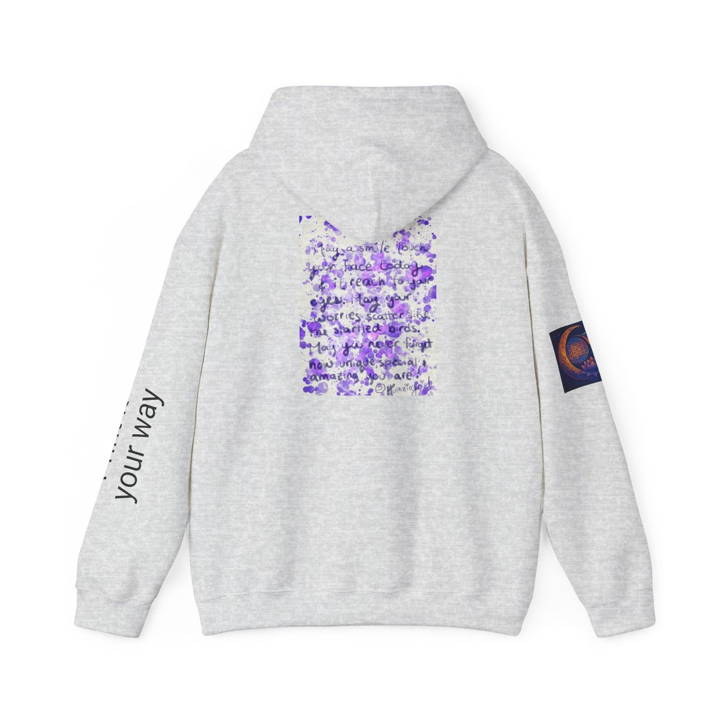 Purple Smile Graphic Hoodie, Unisex Sweatshirt for Comfort & Style, Cozy Gift for Art Lovers, Casual Wear, Spring Essentials - Moon Mama Inspired’s Lightwoven