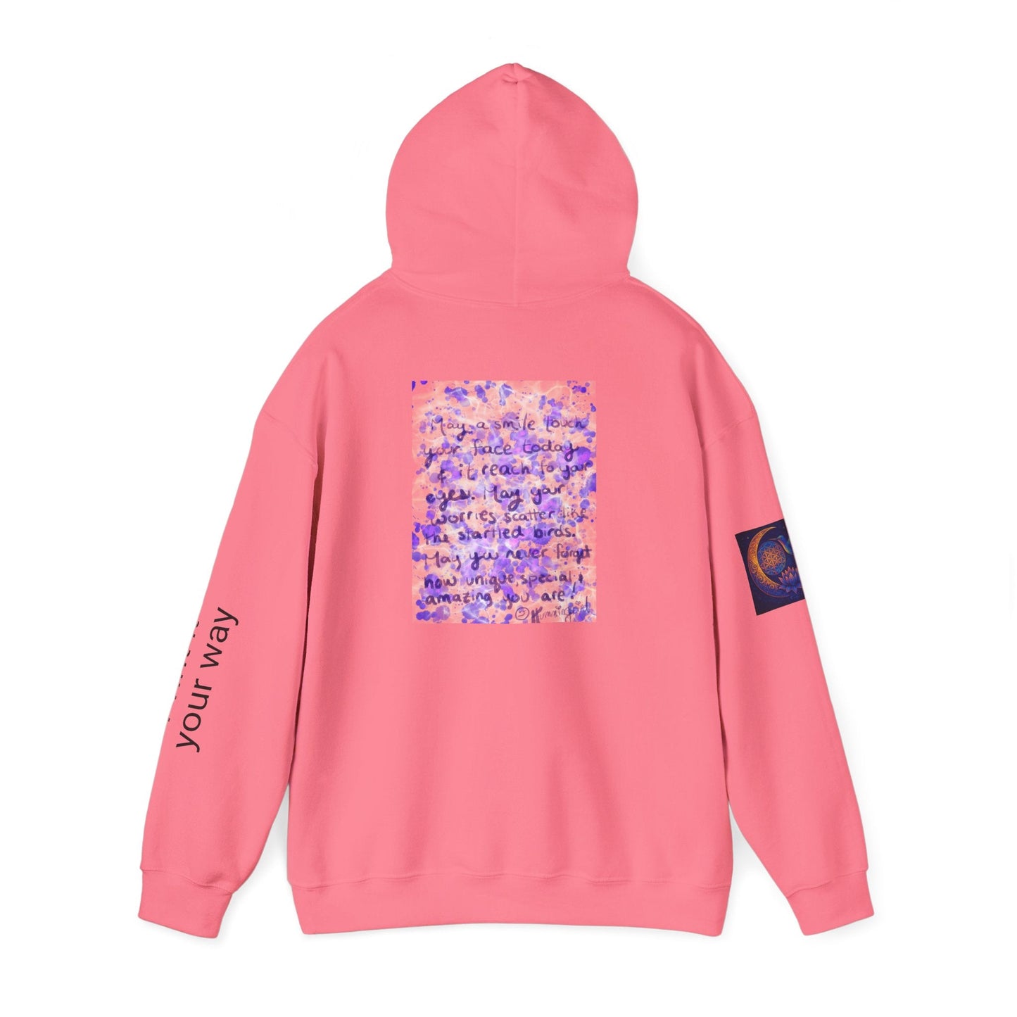 Purple Smile Graphic Hoodie, Unisex Sweatshirt for Comfort & Style, Cozy Gift for Art Lovers, Casual Wear, Spring Essentials - Moon Mama Inspired’s Lightwoven