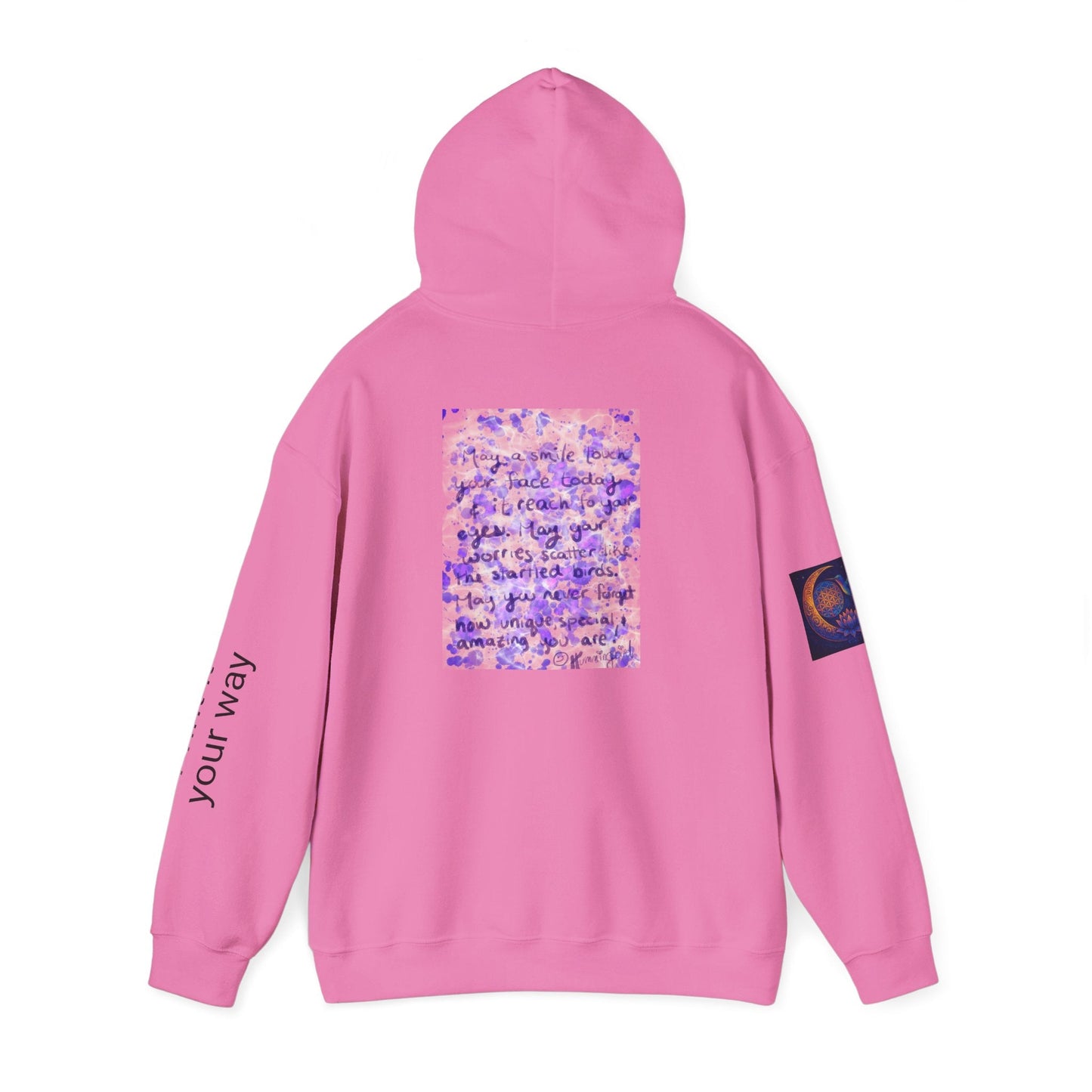 Purple Smile Graphic Hoodie, Unisex Sweatshirt for Comfort & Style, Cozy Gift for Art Lovers, Casual Wear, Spring Essentials - Moon Mama Inspired’s Lightwoven