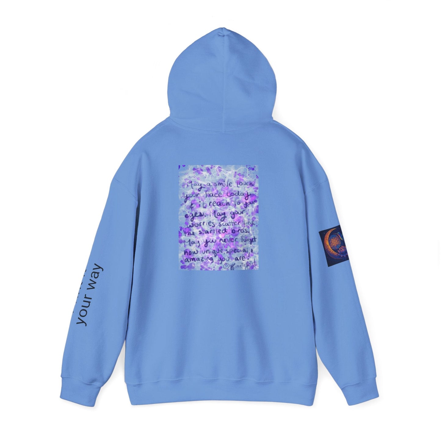Purple Smile Graphic Hoodie, Unisex Sweatshirt for Comfort & Style, Cozy Gift for Art Lovers, Casual Wear, Spring Essentials - Moon Mama Inspired’s Lightwoven