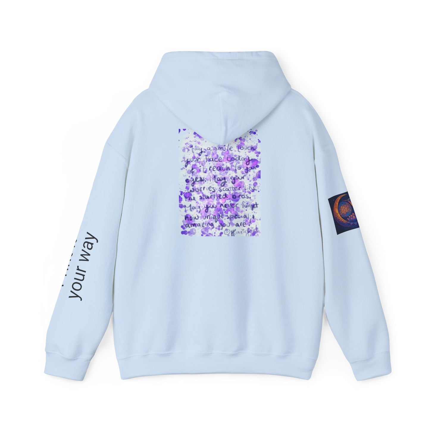 Purple Smile Graphic Hoodie, Unisex Sweatshirt for Comfort & Style, Cozy Gift for Art Lovers, Casual Wear, Spring Essentials - Moon Mama Inspired’s Lightwoven