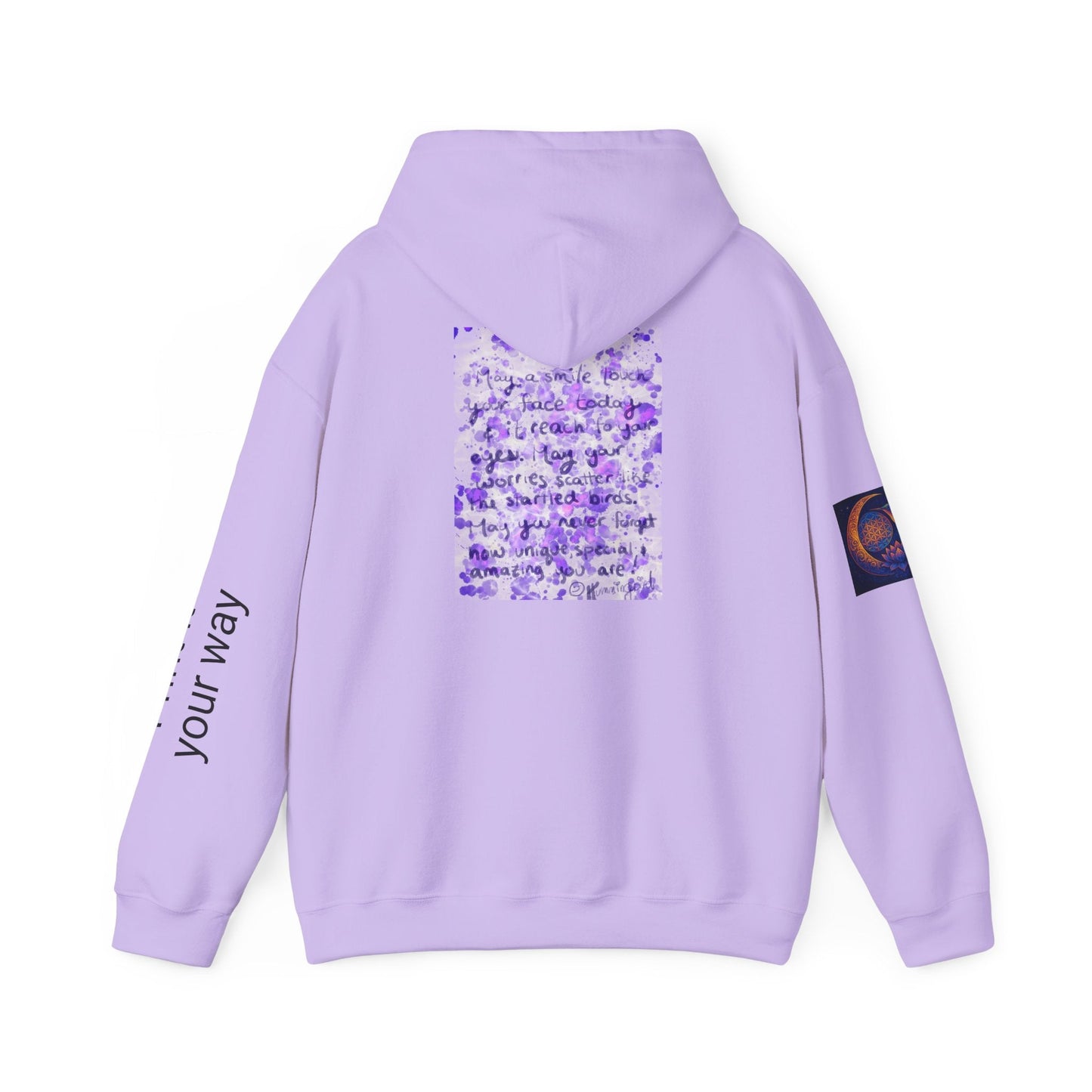 Purple Smile Graphic Hoodie, Unisex Sweatshirt for Comfort & Style, Cozy Gift for Art Lovers, Casual Wear, Spring Essentials - Moon Mama Inspired’s Lightwoven