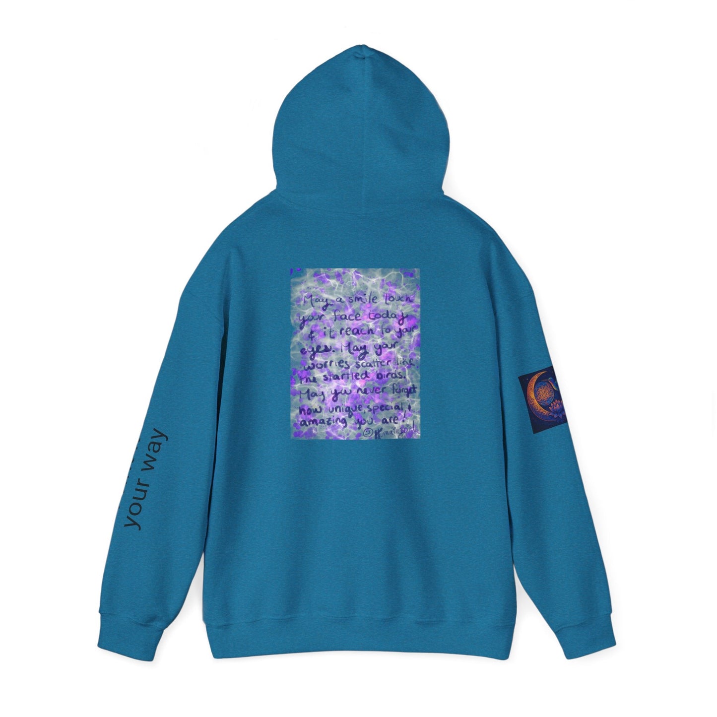 Purple Smile Graphic Hoodie, Unisex Sweatshirt for Comfort & Style, Cozy Gift for Art Lovers, Casual Wear, Spring Essentials - Moon Mama Inspired’s Lightwoven