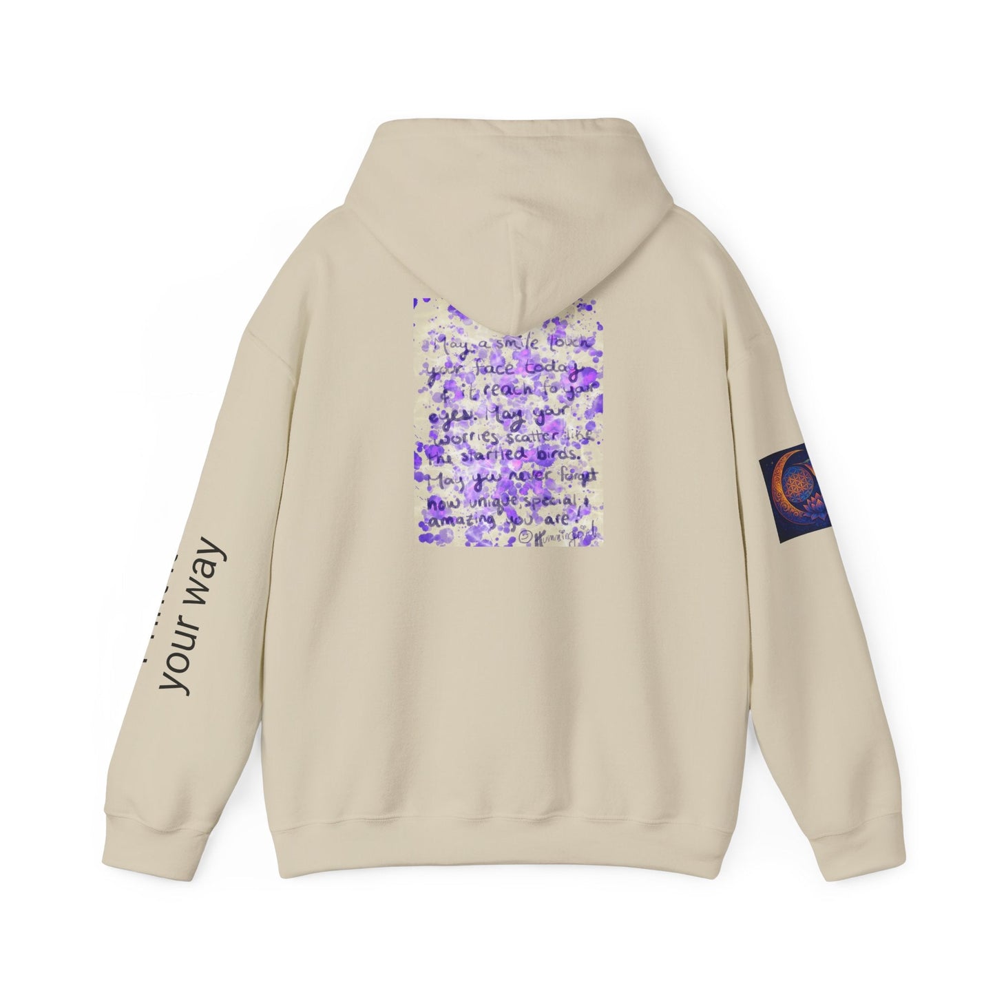 Purple Smile Graphic Hoodie, Unisex Sweatshirt for Comfort & Style, Cozy Gift for Art Lovers, Casual Wear, Spring Essentials - Moon Mama Inspired’s Lightwoven