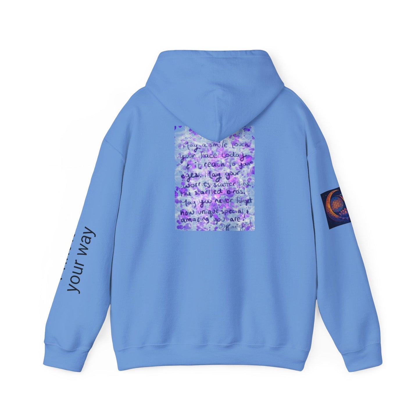 Purple Smile Graphic Hoodie, Unisex Sweatshirt for Comfort & Style, Cozy Gift for Art Lovers, Casual Wear, Spring Essentials - Moon Mama Inspired’s Lightwoven