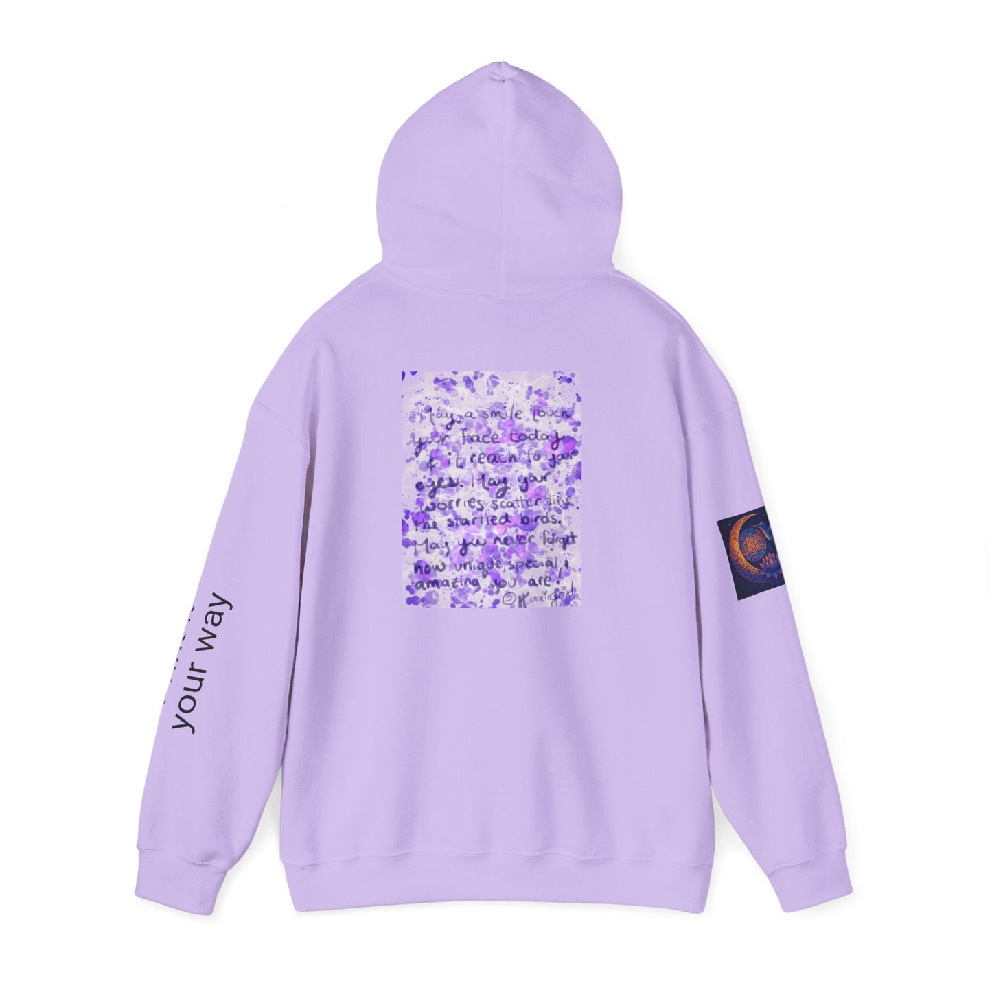 Purple Smile Graphic Hoodie, Unisex Sweatshirt for Comfort & Style, Cozy Gift for Art Lovers, Casual Wear, Spring Essentials - Moon Mama Inspired’s Lightwoven