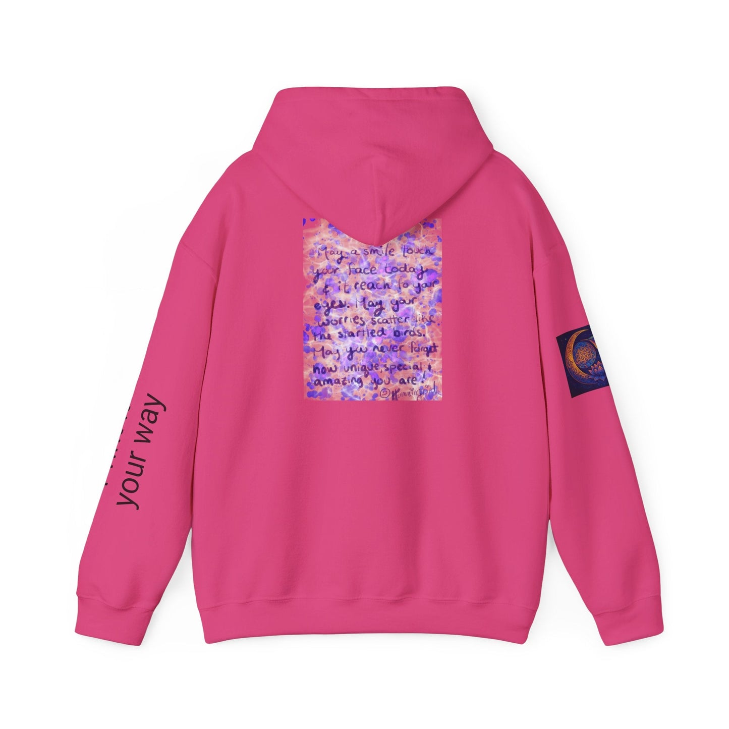 Purple Smile Graphic Hoodie, Unisex Sweatshirt for Comfort & Style, Cozy Gift for Art Lovers, Casual Wear, Spring Essentials - Moon Mama Inspired’s Lightwoven