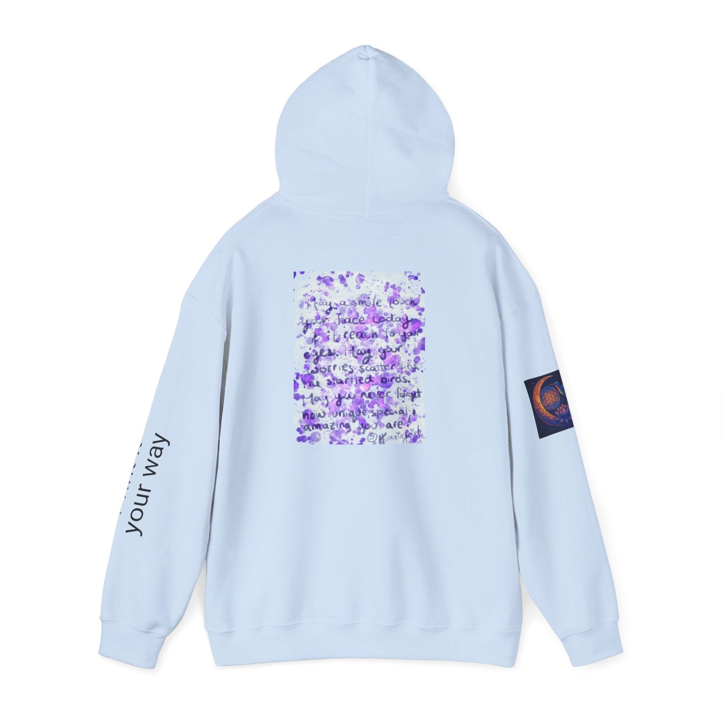 Purple Smile Graphic Hoodie, Unisex Sweatshirt for Comfort & Style, Cozy Gift for Art Lovers, Casual Wear, Spring Essentials - Moon Mama Inspired’s Lightwoven