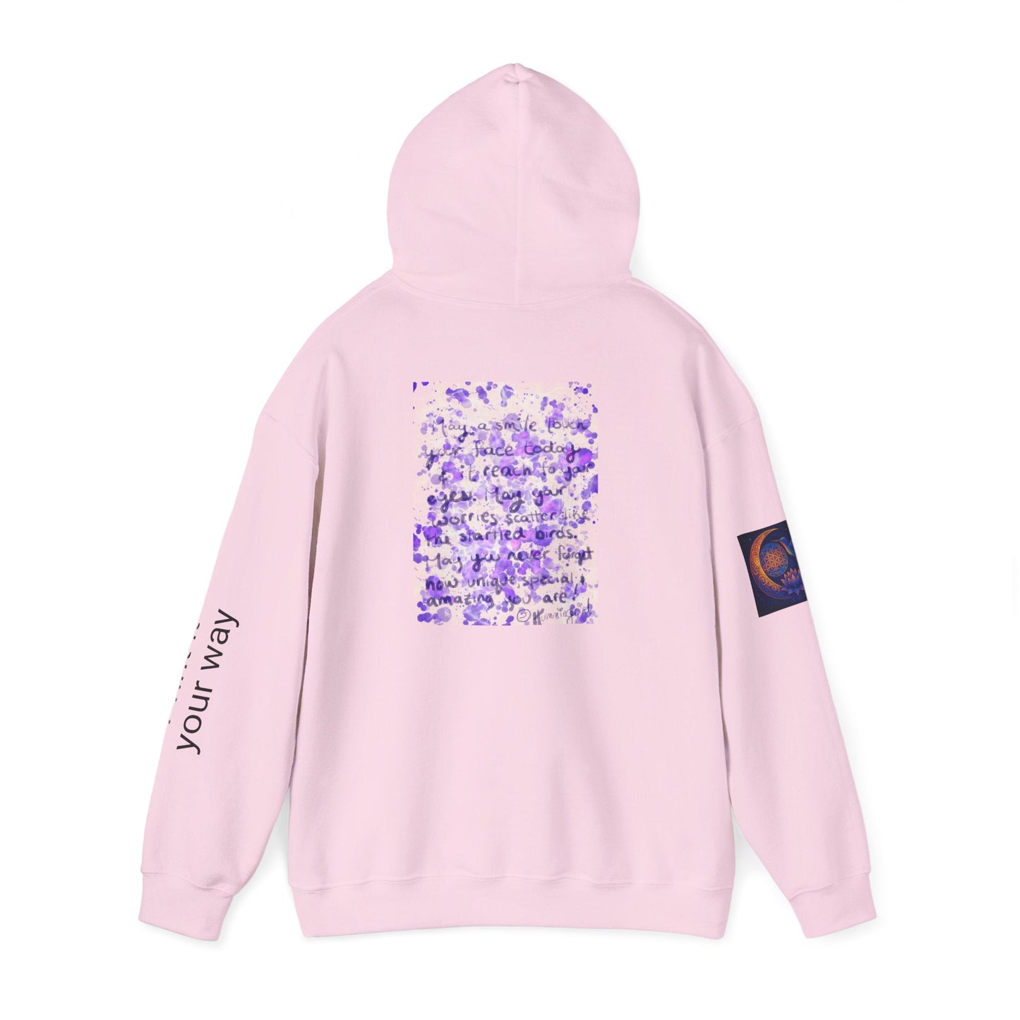 Purple Smile Graphic Hoodie, Unisex Sweatshirt for Comfort & Style, Cozy Gift for Art Lovers, Casual Wear, Spring Essentials - Moon Mama Inspired’s Lightwoven