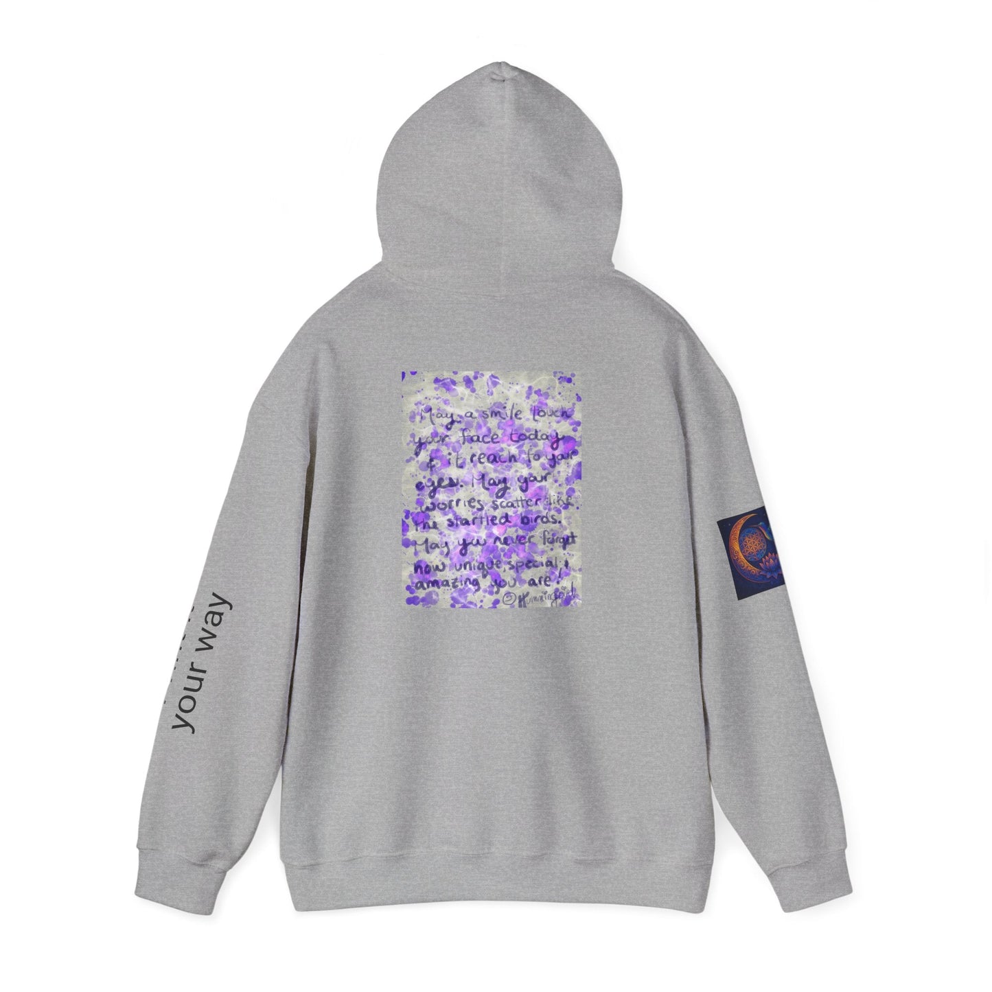 Purple Smile Graphic Hoodie, Unisex Sweatshirt for Comfort & Style, Cozy Gift for Art Lovers, Casual Wear, Spring Essentials - Moon Mama Inspired’s Lightwoven