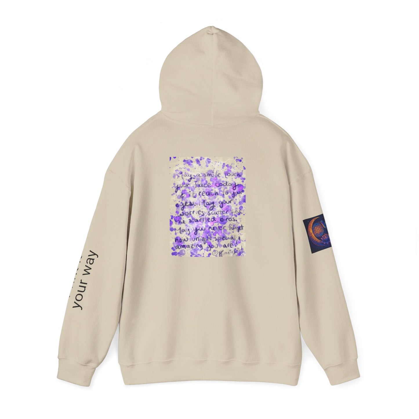 Purple Smile Graphic Hoodie, Unisex Sweatshirt for Comfort & Style, Cozy Gift for Art Lovers, Casual Wear, Spring Essentials - Moon Mama Inspired’s Lightwoven