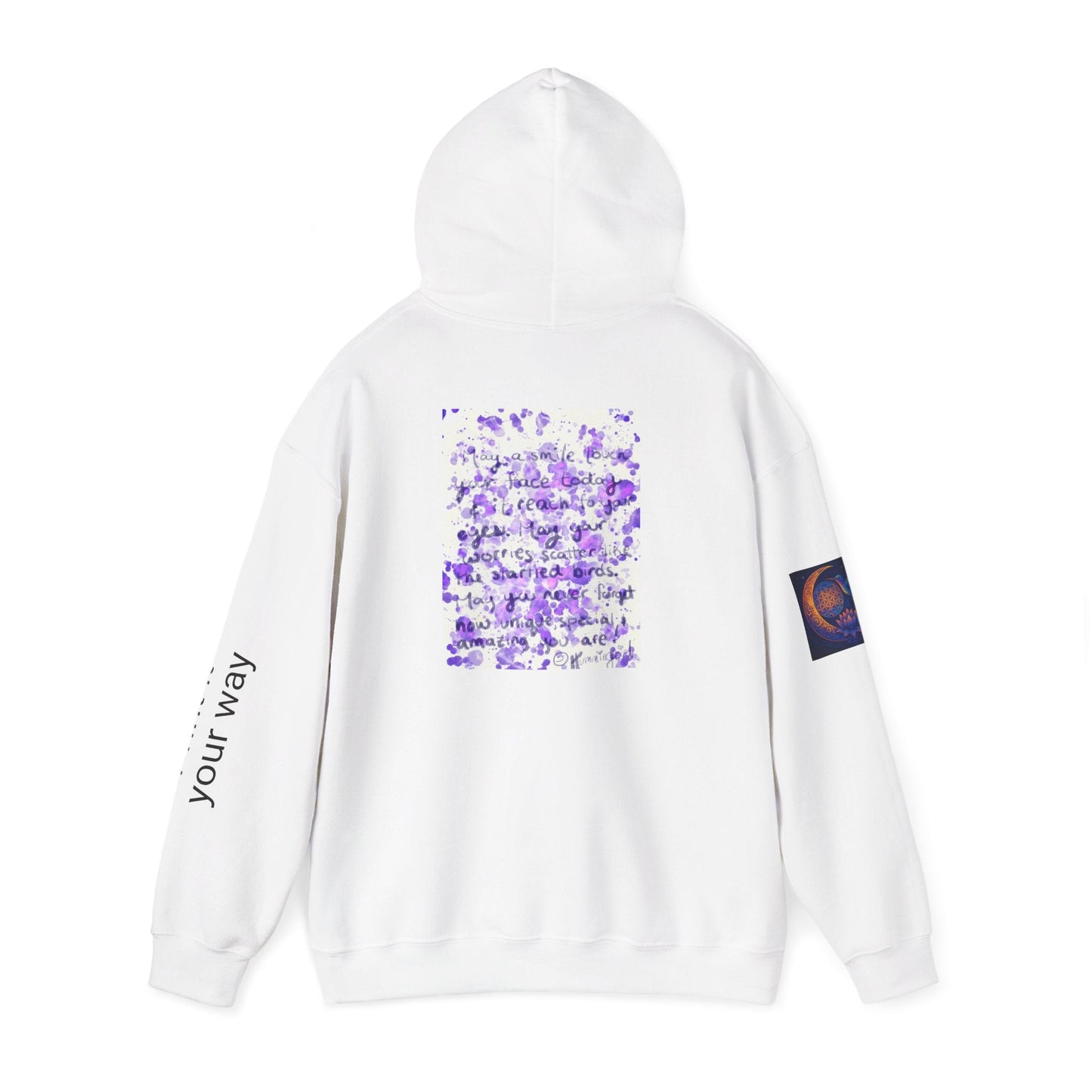 Purple Smile Graphic Hoodie, Unisex Sweatshirt for Comfort & Style, Cozy Gift for Art Lovers, Casual Wear, Spring Essentials - Moon Mama Inspired’s Lightwoven