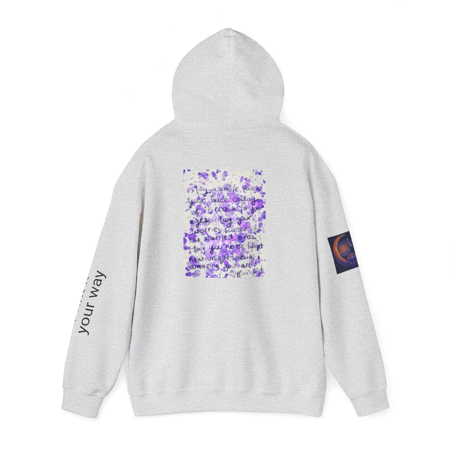 Purple Smile Graphic Hoodie, Unisex Sweatshirt for Comfort & Style, Cozy Gift for Art Lovers, Casual Wear, Spring Essentials - Moon Mama Inspired’s Lightwoven
