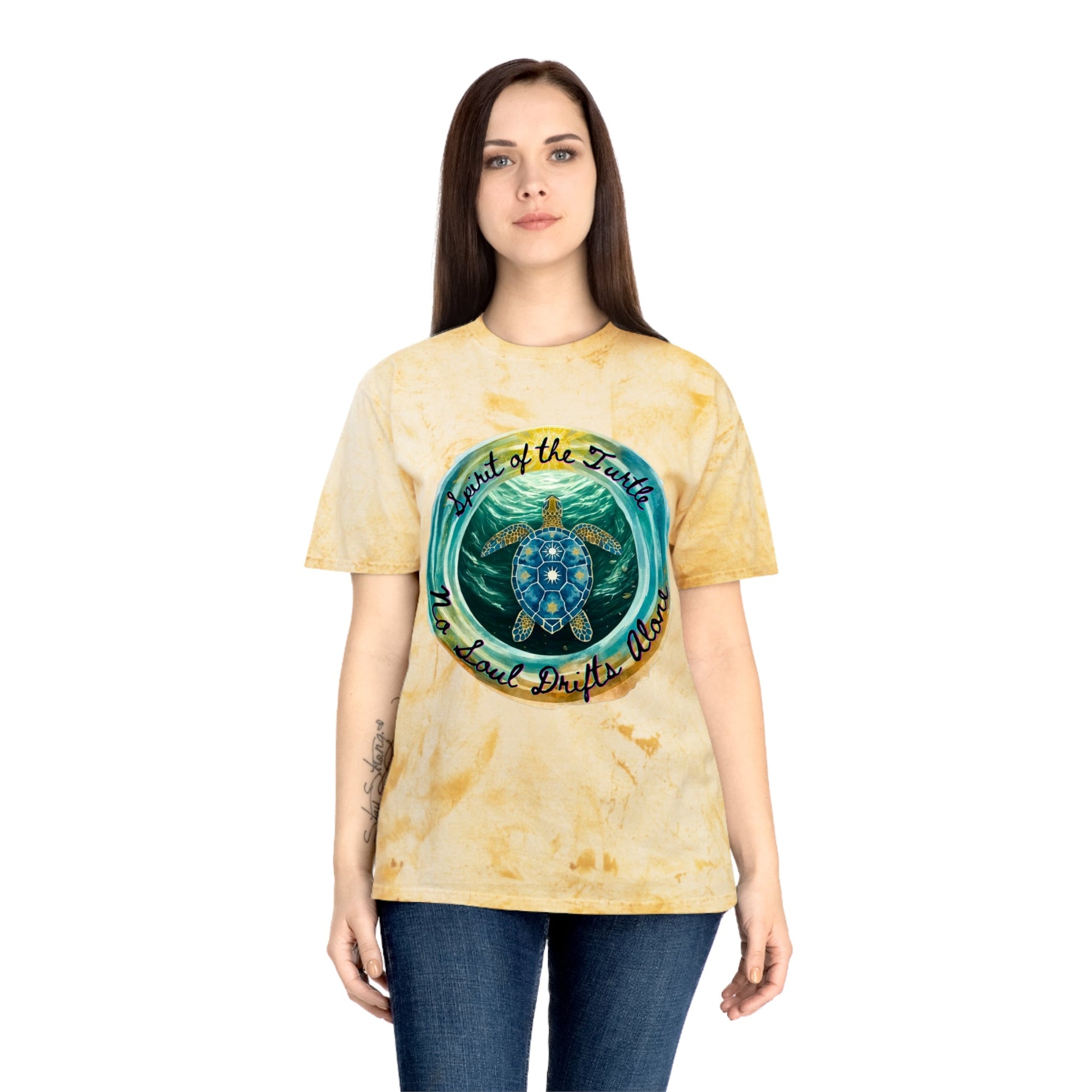 Color Blast T-Shirt - Spirit of the Turtle, No Soul Drifts Alone - Moon Mama Inspired’s Lightwoven