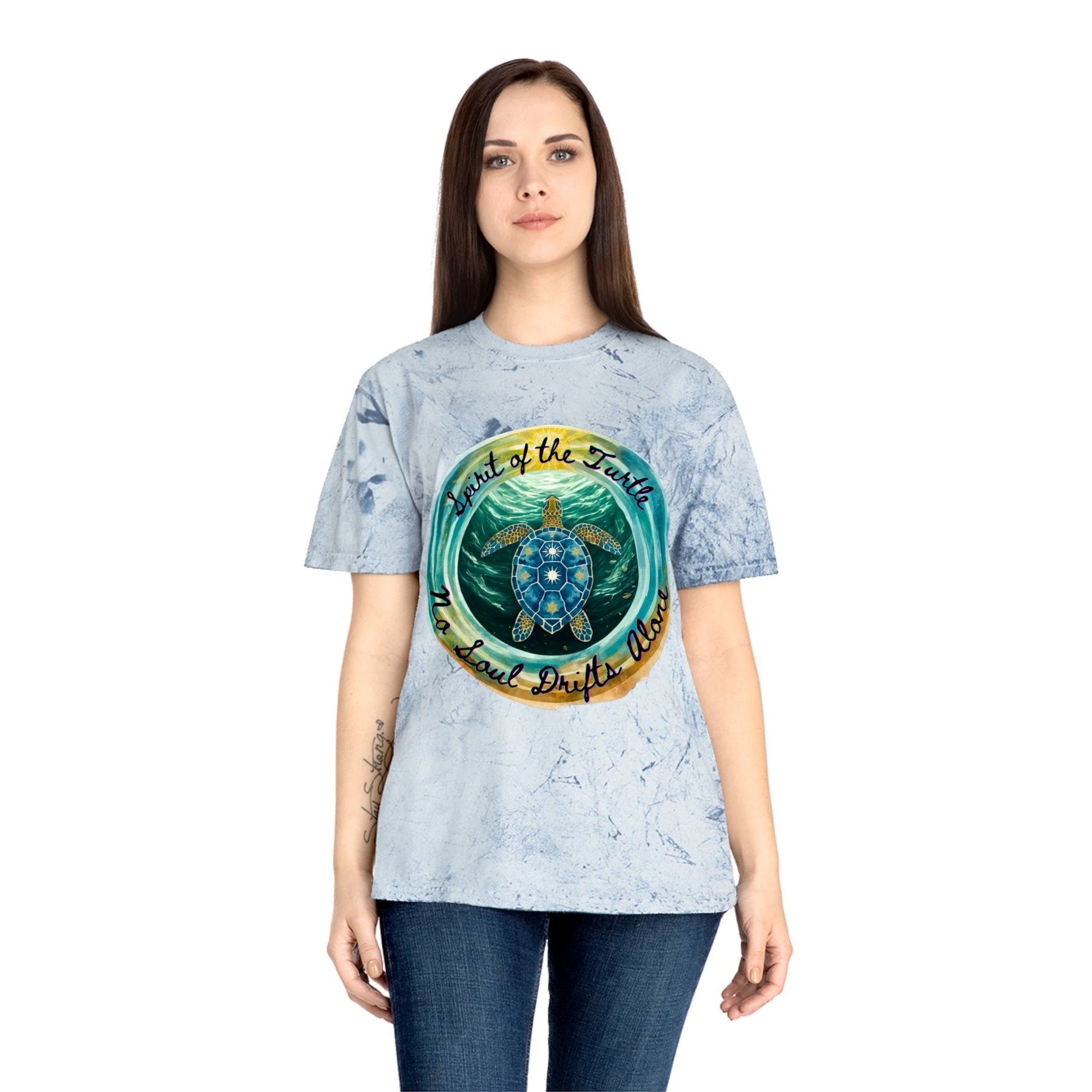 Color Blast T-Shirt - Spirit of the Turtle, No Soul Drifts Alone - Moon Mama Inspired’s Lightwoven