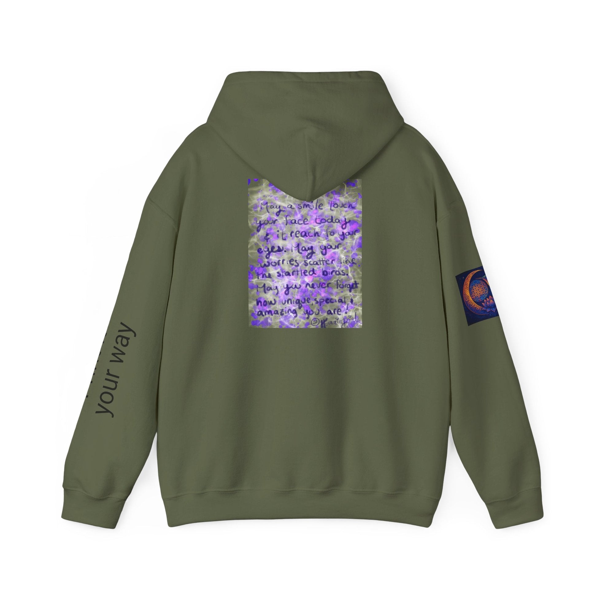 Purple Smile Graphic Hoodie, Unisex Sweatshirt for Comfort & Style, Cozy Gift for Art Lovers, Casual Wear, Spring Essentials - Moon Mama Inspired’s Lightwoven