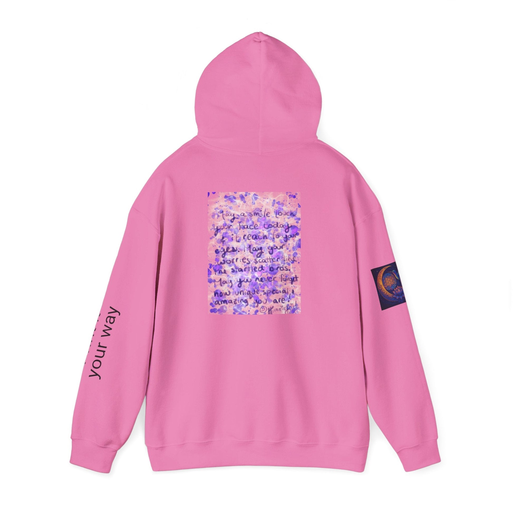 Purple Smile Graphic Hoodie, Unisex Sweatshirt for Comfort & Style, Cozy Gift for Art Lovers, Casual Wear, Spring Essentials - Moon Mama Inspired’s Lightwoven