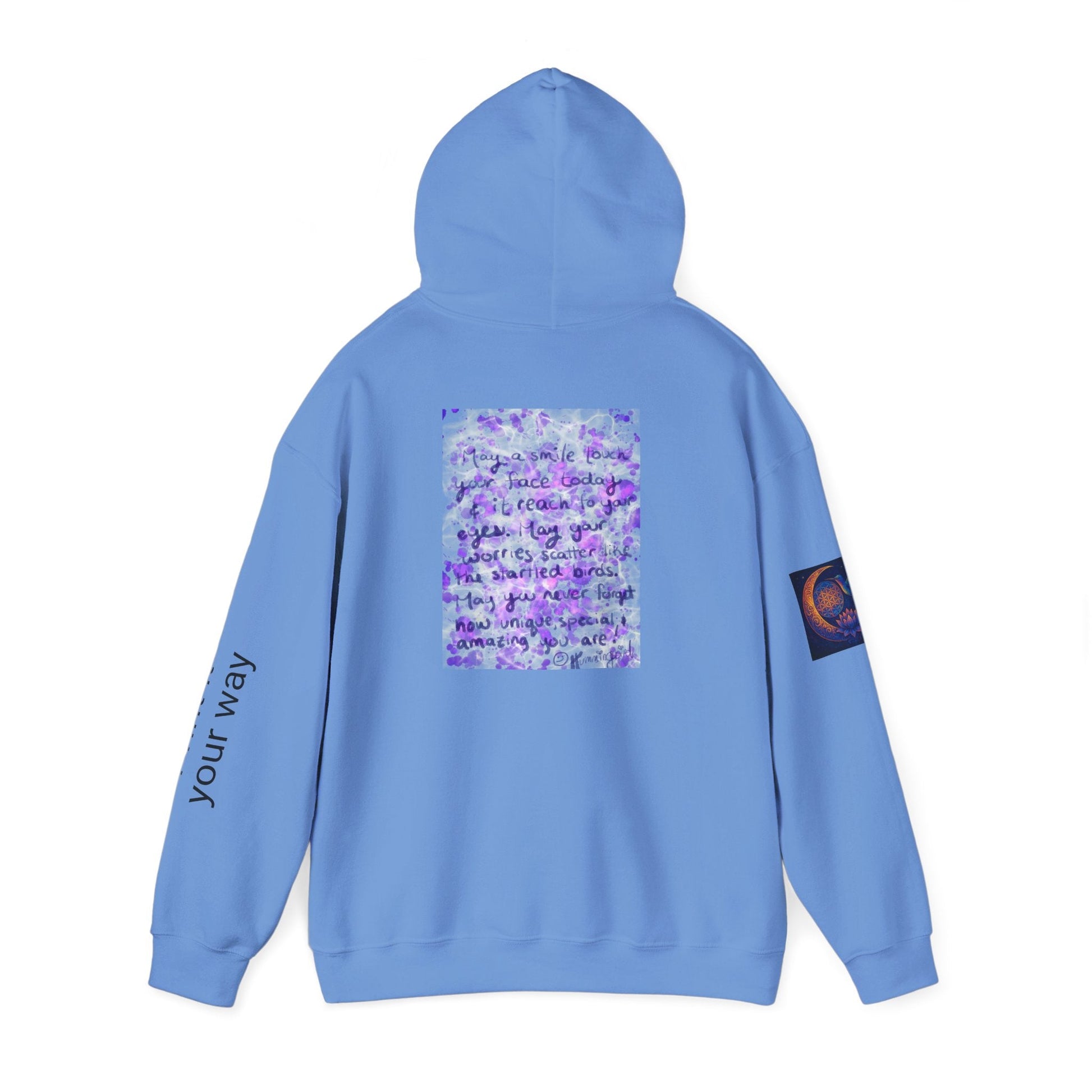 Purple Smile Graphic Hoodie, Unisex Sweatshirt for Comfort & Style, Cozy Gift for Art Lovers, Casual Wear, Spring Essentials - Moon Mama Inspired’s Lightwoven