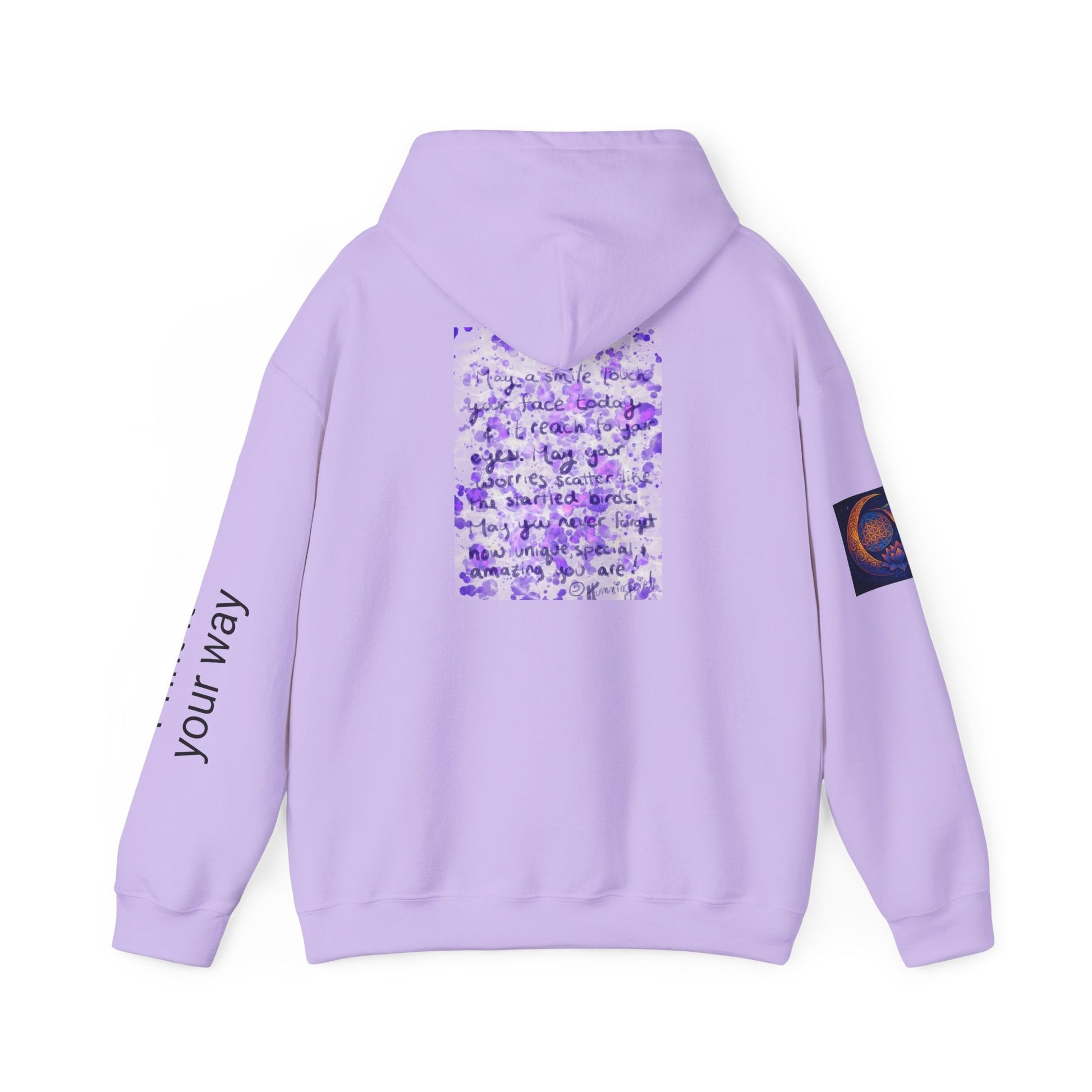 Purple Smile Graphic Hoodie, Unisex Sweatshirt for Comfort & Style, Cozy Gift for Art Lovers, Casual Wear, Spring Essentials - Moon Mama Inspired’s Lightwoven