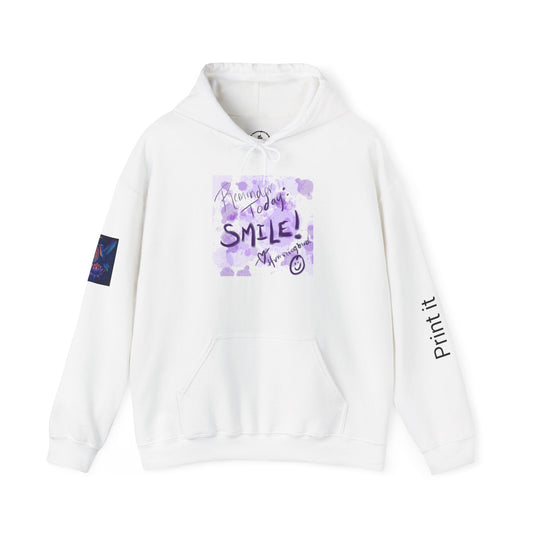 Purple Smile Graphic Hoodie, Unisex Sweatshirt for Comfort & Style, Cozy Gift for Art Lovers, Casual Wear, Spring Essentials - Moon Mama Inspired’s Lightwoven