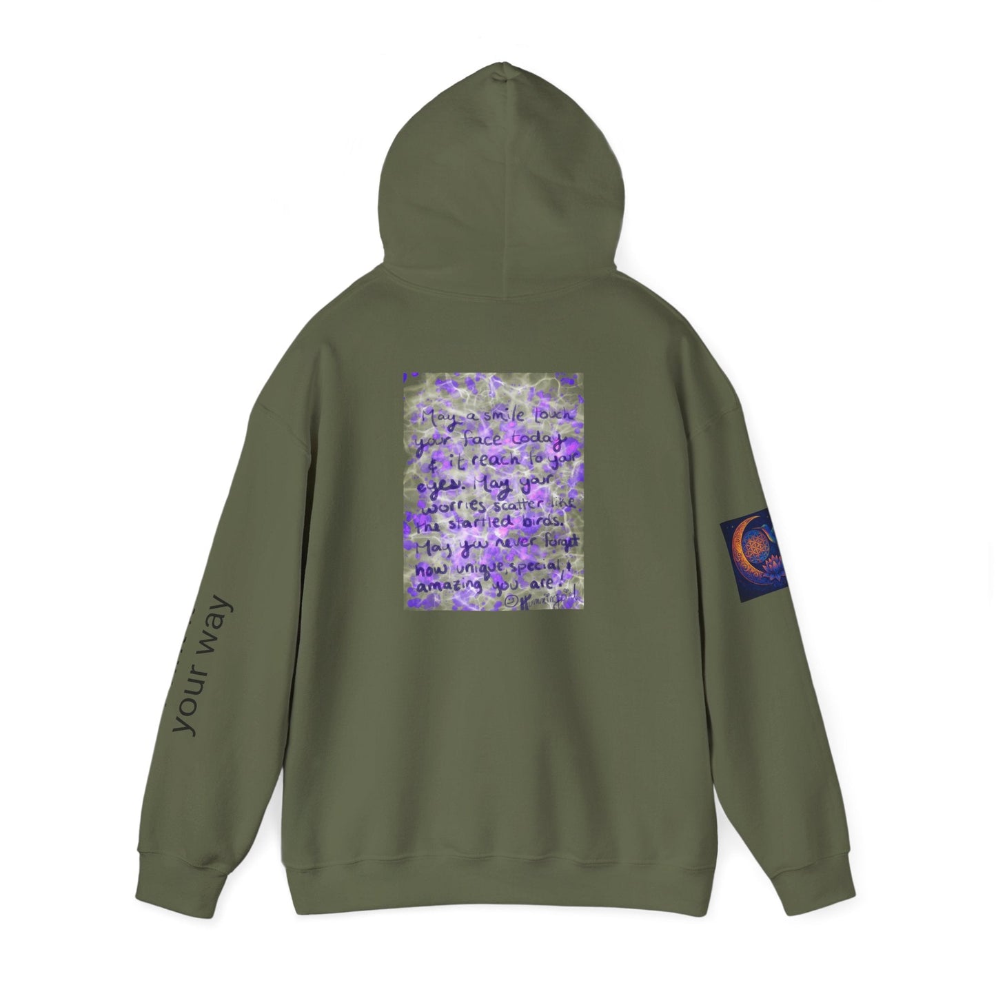 Purple Smile Graphic Hoodie, Unisex Sweatshirt for Comfort & Style, Cozy Gift for Art Lovers, Casual Wear, Spring Essentials - Moon Mama Inspired’s Lightwoven