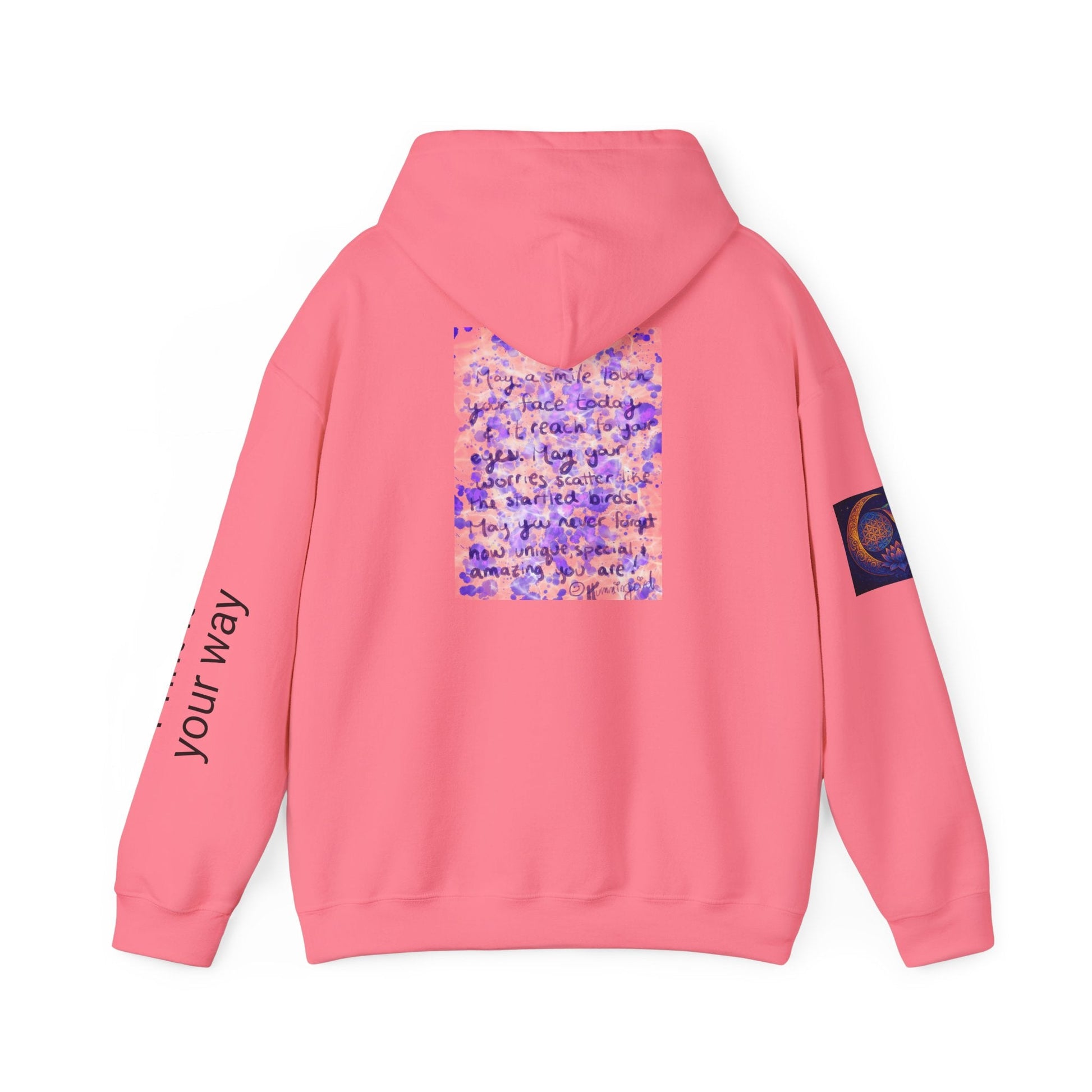Purple Smile Graphic Hoodie, Unisex Sweatshirt for Comfort & Style, Cozy Gift for Art Lovers, Casual Wear, Spring Essentials - Moon Mama Inspired’s Lightwoven