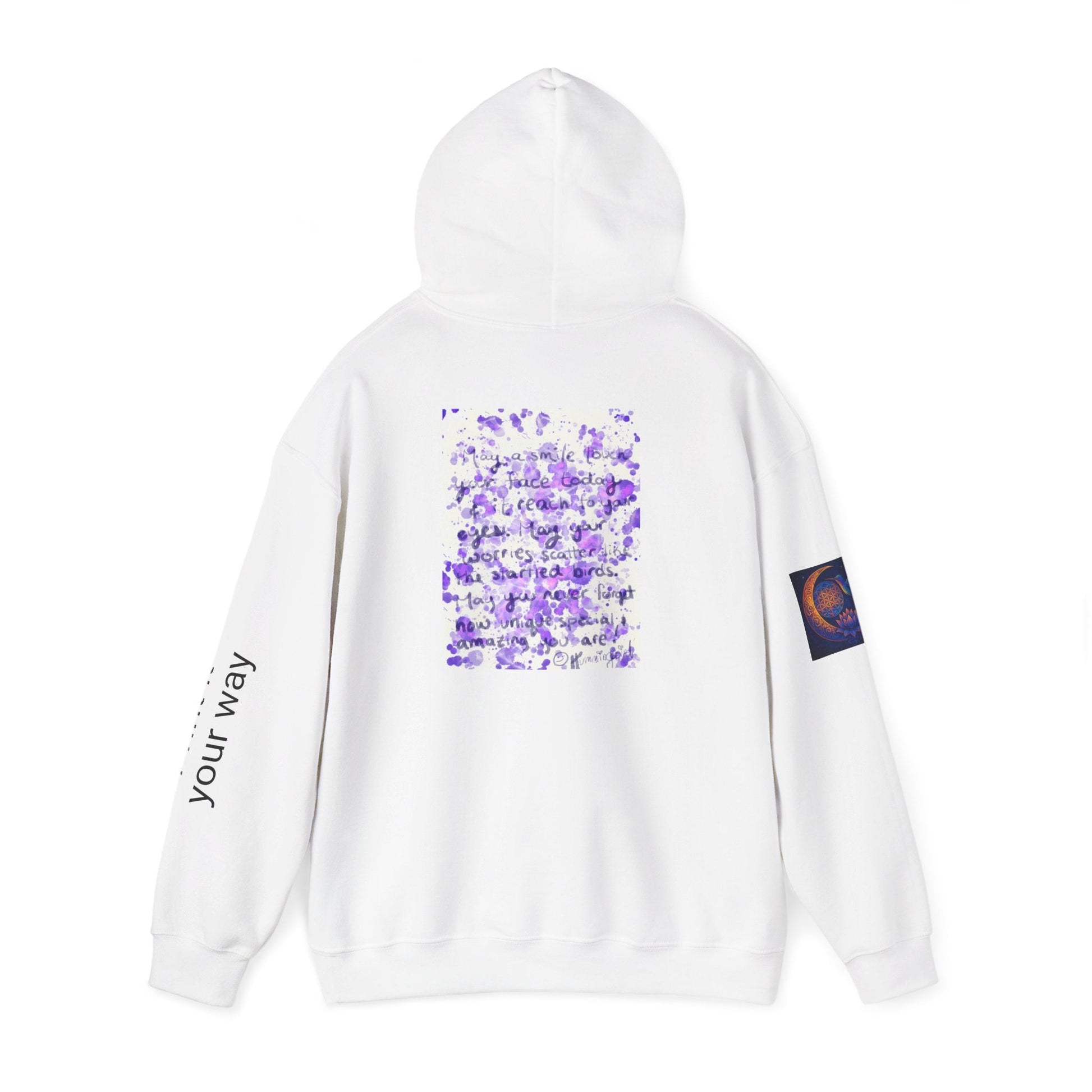 Purple Smile Graphic Hoodie, Unisex Sweatshirt for Comfort & Style, Cozy Gift for Art Lovers, Casual Wear, Spring Essentials - Moon Mama Inspired’s Lightwoven