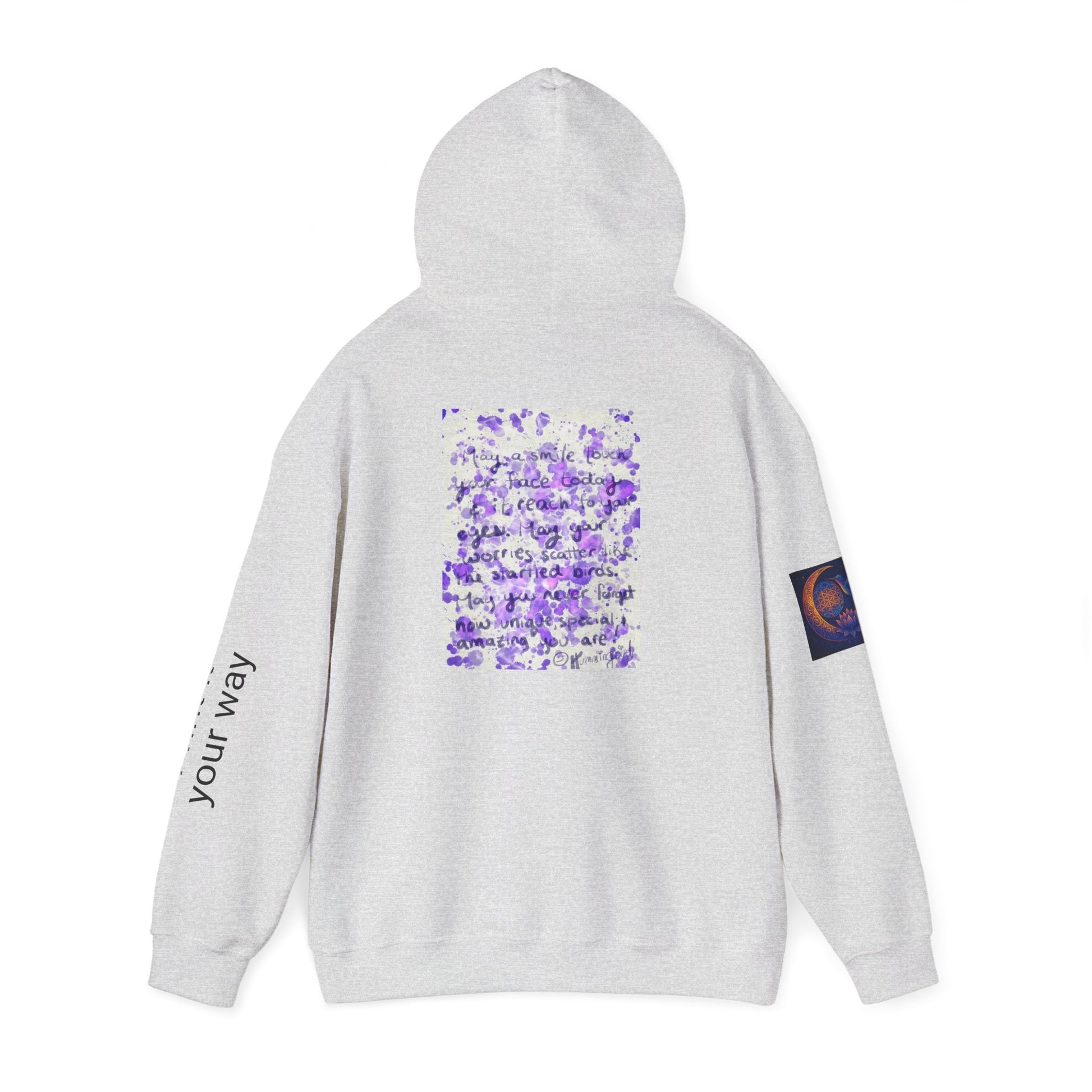 Purple Smile Graphic Hoodie, Unisex Sweatshirt for Comfort & Style, Cozy Gift for Art Lovers, Casual Wear, Spring Essentials - Moon Mama Inspired’s Lightwoven