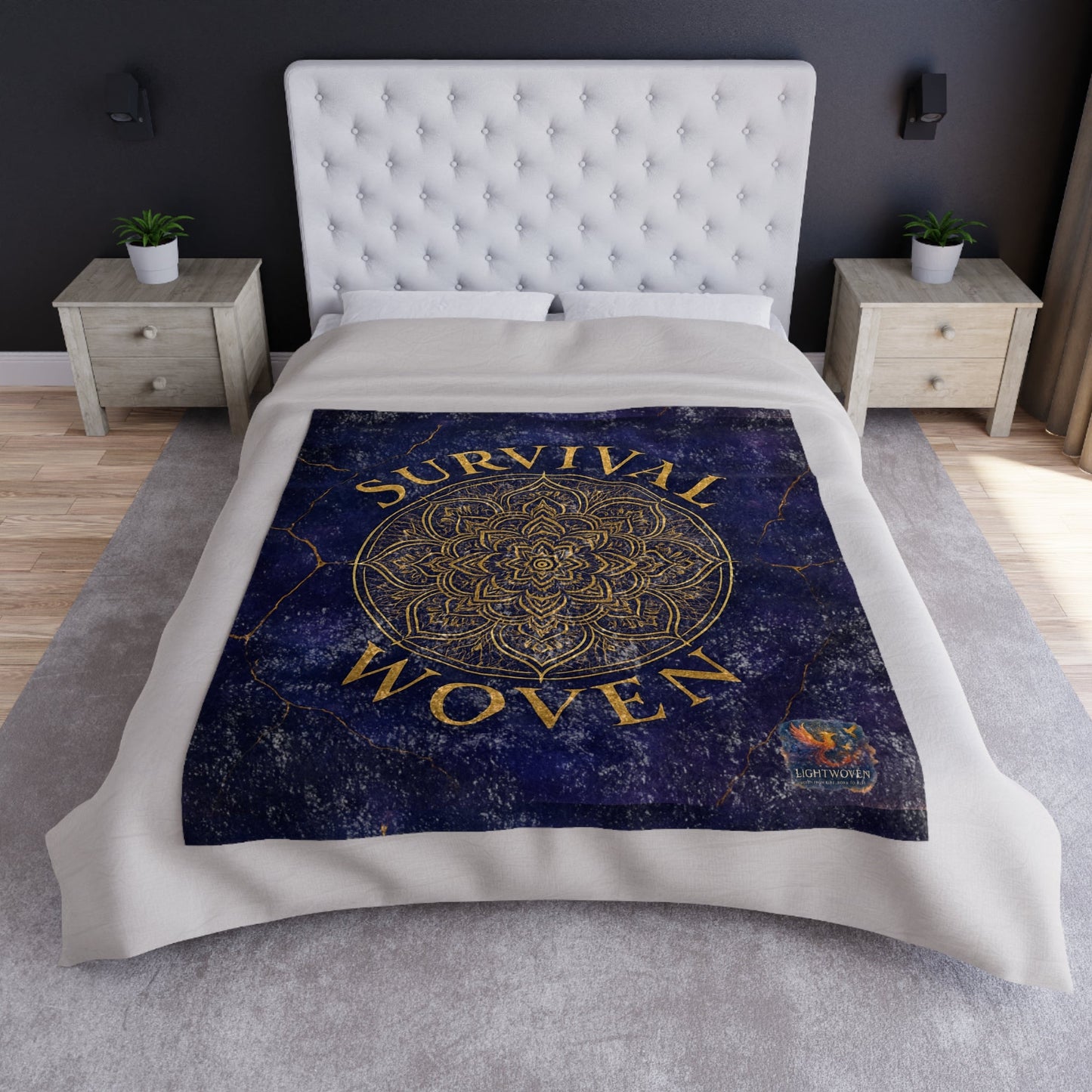 Velvet Blanket with Sacred Mandala Design - 'Survival Woven' - Moon Mama Inspired’s Lightwoven